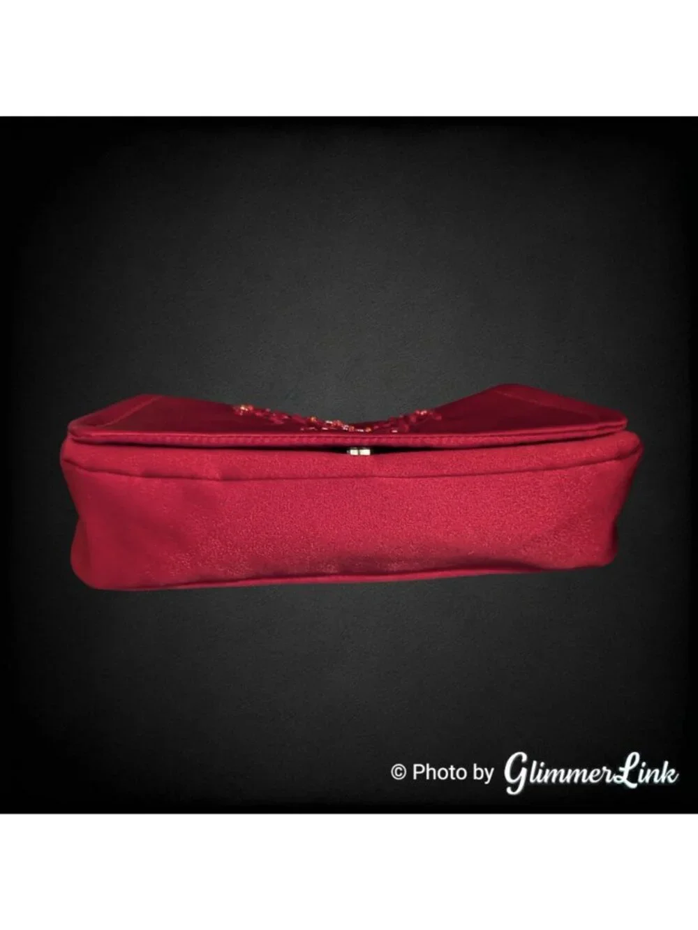 Deep Red Burgundy Embroidered Sequin Evening Clutch Purse